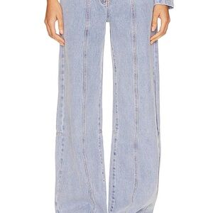 Lioness Blue Flare Wide Leg Jeans